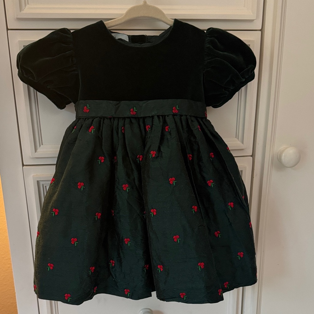 Holiday Kids Dress with Cherry Embroidery Frances Johnston for Saks Fifth Avenue